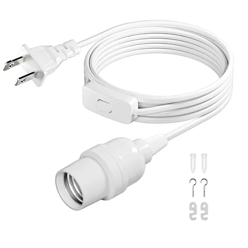 Vista 18 de DiCUNO Cable de extensión de linterna colgante E26, lámpara de control de interruptor de cable en línea para enchufar y apagar, 6.6 pies, negro