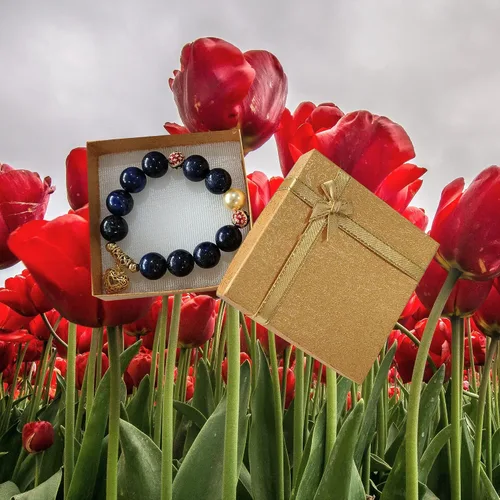 Vista 5 de Heavens Tvcz Lapislázuli - Pulsera de piedra preciosa azul natural de 0.559in para mujeres y hombres, joyería de chakra de piedra curativa