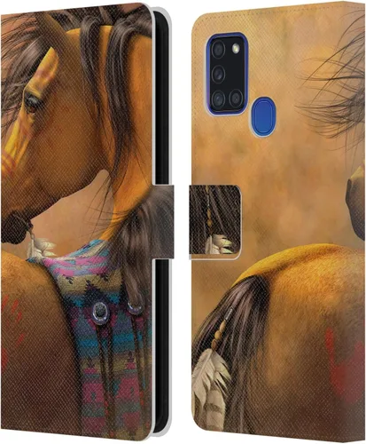 Vista 304 de Head Case Designs Officially Licensed Laurie Prindle A Morgan Christmas Western Stallion Leather Wallet Case Compatible with Samsung Galaxy A07 4G