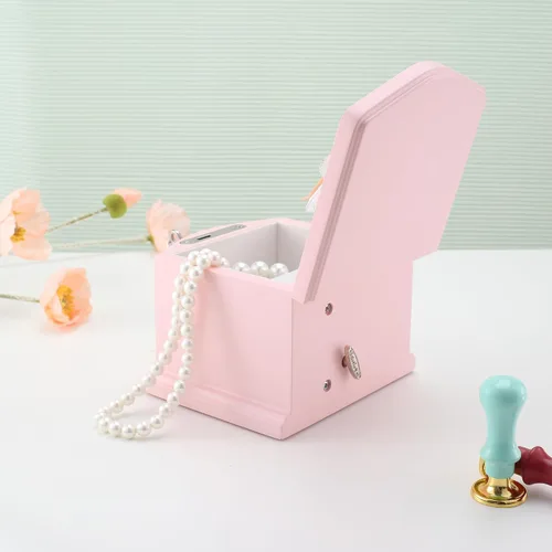 Vista 8 de Joyero musical de bailarina rosa con espejo y cerradura para niñas, baúl de música rosa para niños, regalo para Navidad, Año Nuevo, cumpleaños