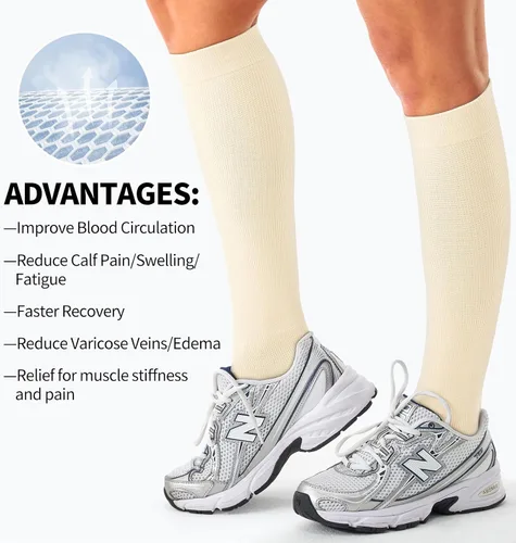 Vista 6 de Calcetines de compresión para mujeres y hombres (3 pares) El mejor apoyo para enfermeras, correr, senderismo, recuperación y calcetines de vuelo