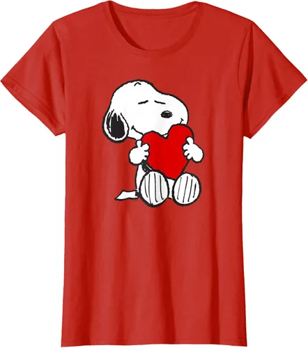 Vista 39 de Peanuts Camiseta de San Valentín Snoopy Hugging Heart, Negro