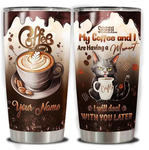 Vista 21 de WAZONE Vaso de aguacate personalizado con tapa con nombre personalizado de 20 onzas, 30 onzas, acero inoxidable, aislado, taza de viaje, linda taza