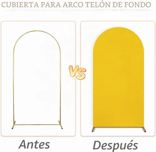 Vista 6 de Cubierta de Arco Dorada de Spandex Cubiertas de Arco de Boda Cubiertas de Arco de 6 Pies Cubierta de Arco Ajustada Elástica Tela de Telón de Fondo