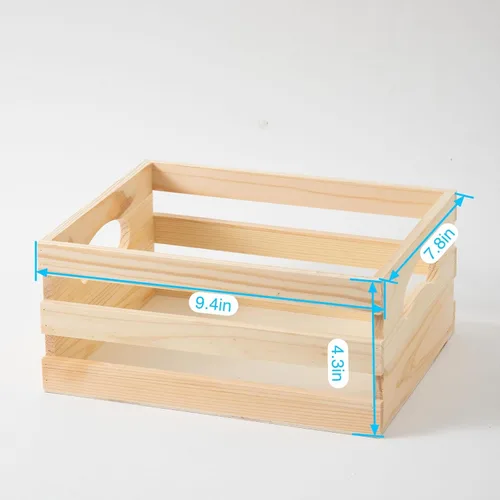 Vista 2 de Juego de 3 cajas de madera rústica con asas, cajas decorativas de madera, caja de almacenamiento de madera para cocina, oficina, dormitorio
