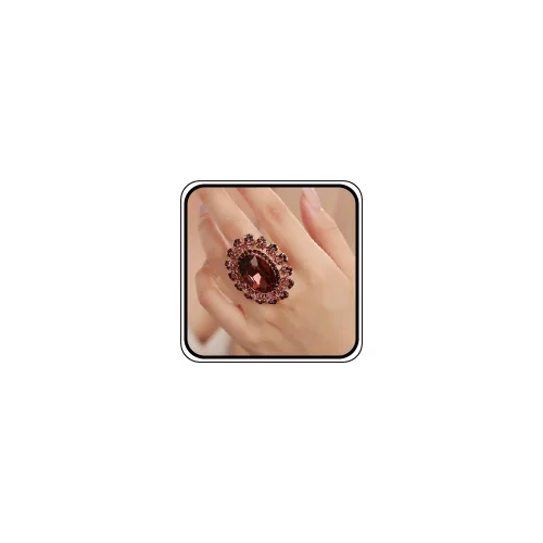Vista 8 de Anillo de declaración de cristal azul dorado antiguo para mujer, anillo ovalado de diamantes de imitación, anillo de cóctel exagerado, anillo