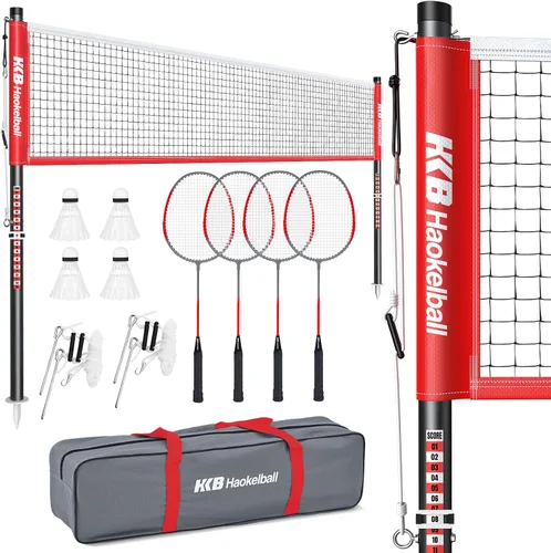 Vista 11 de Outdoor Badminton Net Set with Anti-Sag Winch System - 20ft Badminton Net, 4 Rackets, 3 Shuttlecocks & Carry Bag, Badminton Set for Backyard, Grass