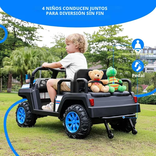 Vista 3 de [Usado] Coche eléctrico de 24 V para niños, automóvil de 4 plazas para niños de 3 a 8 años, color aguamarina