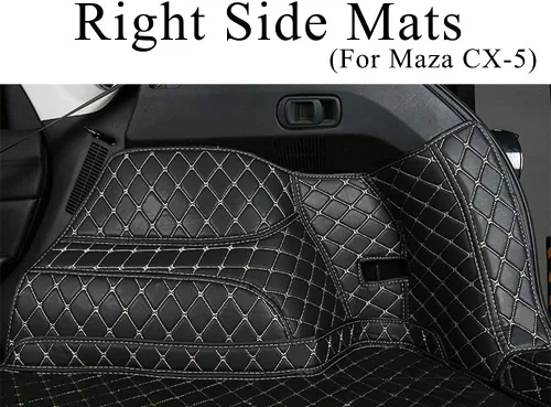Vista 3 de Alfombrillas para maletero para Mazda CX-5 2016-2024 2016-2024 + alfombrilla para respaldo+panel lateral (negro con costuras negras) Rear Trunk
