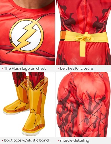 Vista 6 de Rubies at Party City DC Comics Superheroes: The Flash Costume for Kids, Boy's Costume