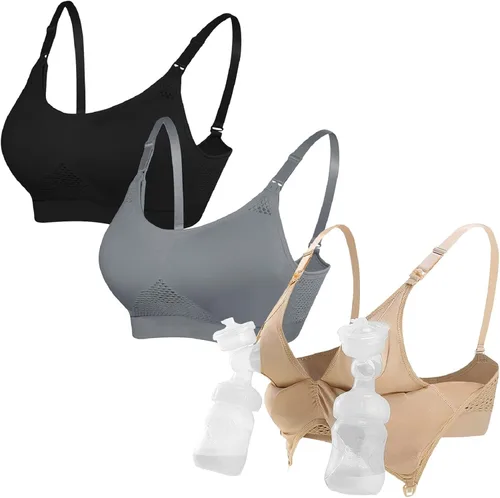 Vista 9 de 4HOW Pumping Bra Hands Free Nursing Pumping aBra All in One Wireless Padded Maternity Bralette for Large Bust