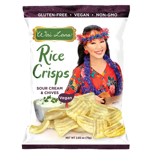 Vista 9 de Wai Lana Chips Rice Crisps - Queso Nacho, sin gluten, vegano, sin OMG, 2.65 oz (12 unidades)