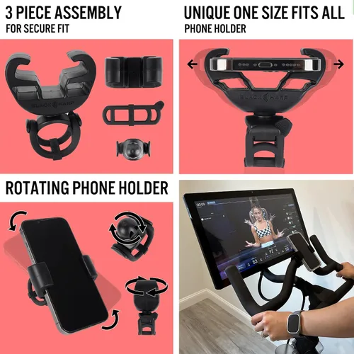 Vista 8 de Soporte de teléfono de silicona mejorado compatible con accesorios de bicicleta Peloton - Soporte para teléfono celular para bicicleta de ejercicio