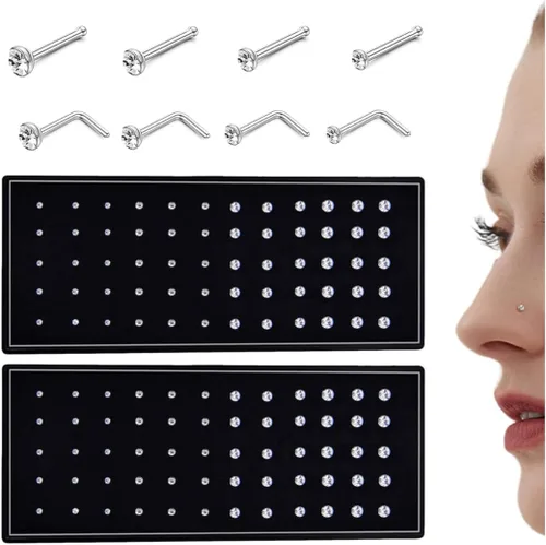 Vista 14 de Thunaraz Pernos Recto en Forma de L de Acero Inoxidable para la Nariz, Joyería para el Cuerpo, 20G-22G, 1.5mm, 2mm, 2.5mm