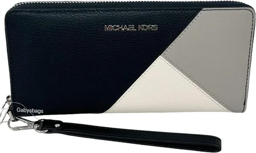 Vista 4 de Michael Kors Jet Set Travel - Pulsera continental grande con bloques de color, cuero multicolor, Negro Multi, Pulsera Continental