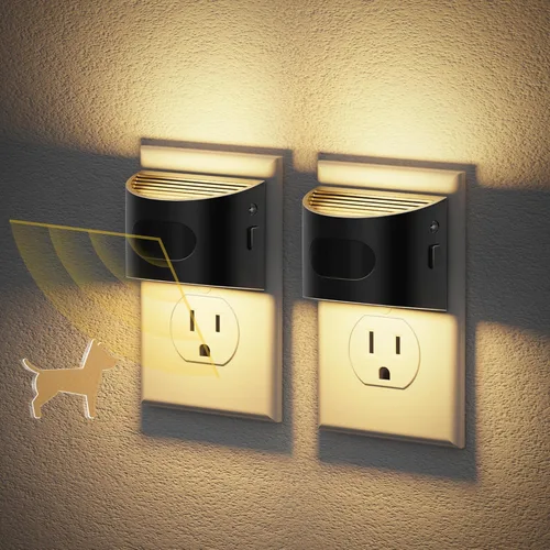 Vista 19 de JandCase Luz nocturna, luces nocturnas automáticas enchufables a la pared, paquete de 2 luces nocturnas modernas con sensor de luz automática, luz