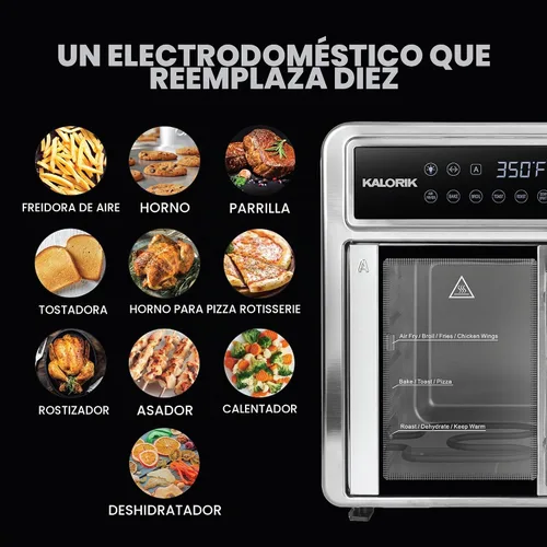 Vista 6 de Kalorik Horno freidora de aire serie MAXX Trio Flex de 26 cuartos de galón con controles digitales Puerta de fácil visión y 14 ajustes