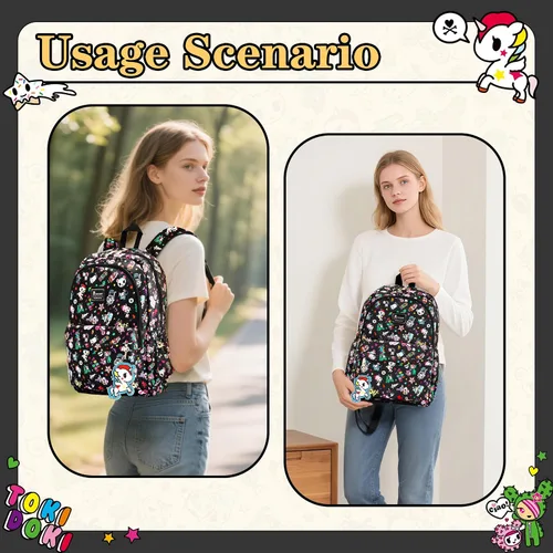 Vista 7 de Tokidoki Mochila con llavero Unicorno linda mochila de viaje para laptop para mujer, bolsa casual, mochila ligera, mochila de día
