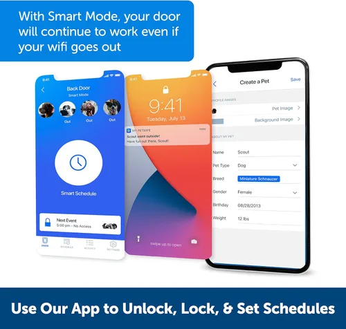 Vista 10 de Puerta para mascotas PetSafe SmartDoor controlada por aplicación (grande), hecha para múltiples mascotas, entrada y salida selectiva, control a