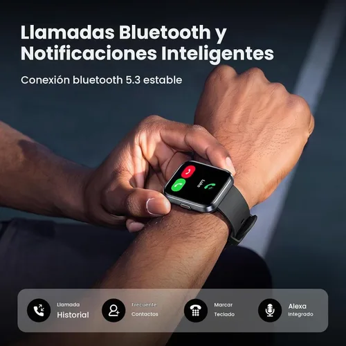 Vista 4 de Relojes inteligentes para hombre, Android y iPhone, 1.8 pulgadas HD Alexa reloj inteligente integrado con llamadas Bluetooth, IP68 impermeable Negro