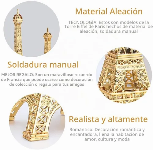 Vista 4 de Estatua de la Torre Eiffel, modelo de arquitectura romántica de París, decoración de la torre Eiffel, kits de construcción de metal Francia Torre