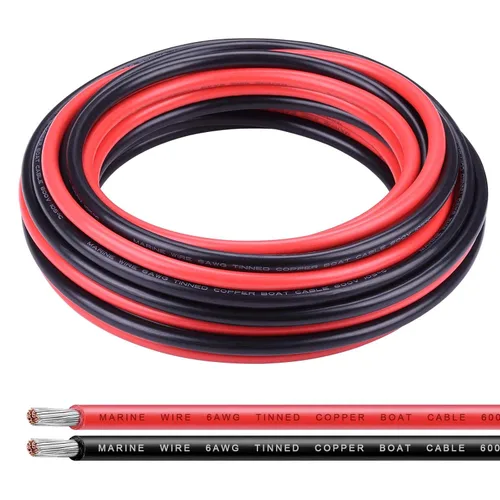 Vista 14 de Cable de calibre 6, iGreely 10 pies negro y 10 pies rojo 6 AWG cable eléctrico de cobre estañado, 2 cables aislados de un solo conductor trenzado