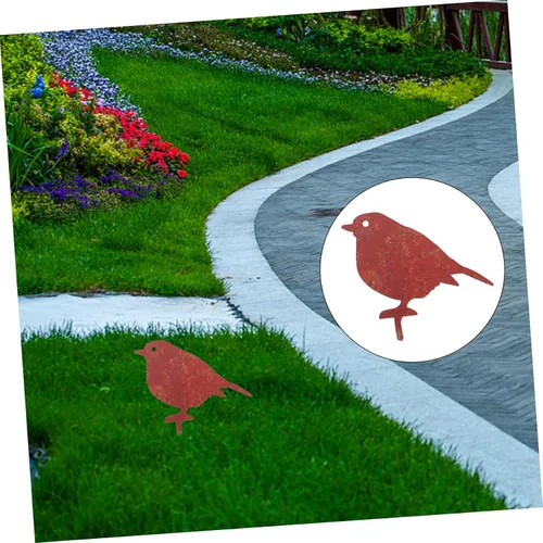 Vista 2 de Yardwe Tarjeta de pájaro de hojalata decorativa hoja de hierro el pájaro