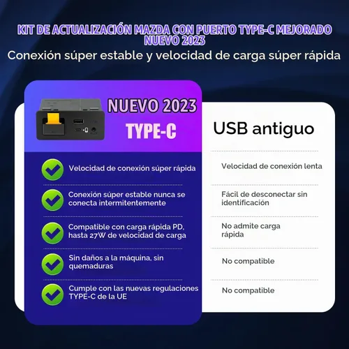 Vista 5 de Tipo C Mazda Apple CarPlay y Android Auto HUB OEM Kit de reequipamiento USB para Mazda 2/3/6/CX3 CX5/CX8/CX9/MX5/Miata 2014-2019 con sistema MZD