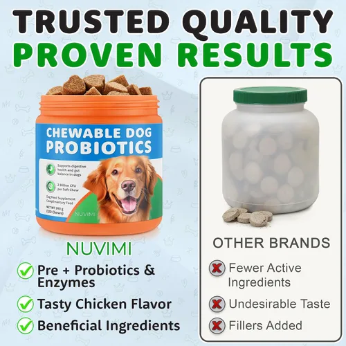 Vista 6 de Probióticos para perros – 120 masticables – Ayuda a apoyar la salud intestinal del perro – Suplemento probiótico masticable con sabor a pollo