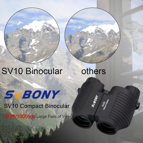 Vista 3 de SVBONY SV10 8 x 25 prismáticos de alta potencia para adultos, revestimiento FMC, mini prismáticos de bolsillo compactos de enfoque fijo para viajes
