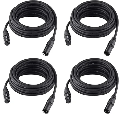 Vista 8 de Cable DMX de 10 pies / 10.0 ft, 4 paquetes de cables DMX de 3 pines, cables DMX, DMX512 XLR macho a hembra cable de señal de luz de escenario
