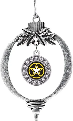 Vista 10 de Inspired Silver - Adorno con dije de cara de carlino - Adornos navideños de círculo de plata con joyas de circonita cúbica