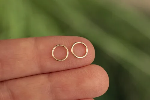 Vista 5 de Aretes de aro de oro de plata – Aretes de aro para mujer, dos piezas de aros de plata fina rellenos de oro, aro de hélice, anillo de tragus, aro