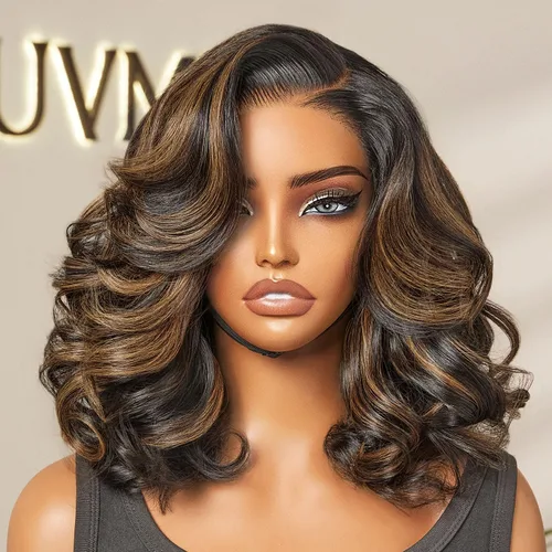 Vista 32 de LUVME HAIR Pelucas de cabello humano rizado sin pegamento de 6 pulgadas, precortadas, indetectable, HD, encaje Bob, peluca corta y rizada con ondas
