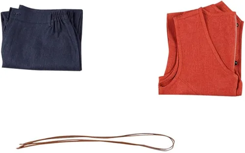 Vista 4 de HUFEKA Luffy - Conjunto completo de disfraz de cosplay con sombrero para fiesta de Halloween