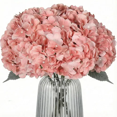 Vista 14 de 2 ramos de flores artificiales de hortensias de seda negra de 20 pulgadas