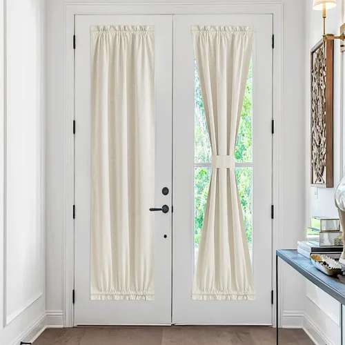 Vista 48 de PONY DANCE Persianas para puertas – Paneles opacos para tratamiento de ventanas, cortinas sólidas de alta resistencia con bolsillo para barra