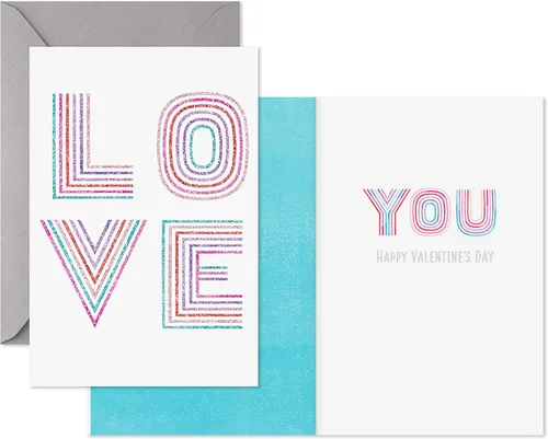 Vista 2 de Hallmark Paquete de tarjetas del día de San Valentín, amor con purpurina (10 tarjetas de San Valentín con sobres)