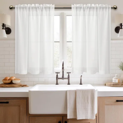 Vista 86 de DWCN Cortinas Transparentes Aqua de Voile Semitransparente con Bolsillo para Barra para Dormitorio y Sala de Estar, 36 x 36 pulgadas de Largo, Juego