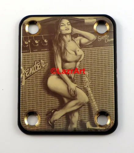 Vista 2 de Laser Girl 611 - sexy, estilo estándar de 4 pernos, placa de cuello de guitarra grabada