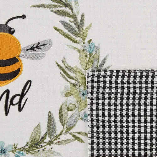 Vista 2 de DII Bumblebee Checkered Kitchen Collection, juego de manteles individuales reversibles, 13x19, Bee Kind Gingham, 4 piezas