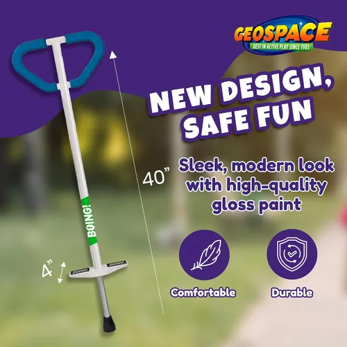 Vista 9 de Geospace Pogo Stick de Air Kicks para jinetes de 90 a 160 libras (azul)