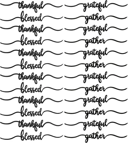 Vista 9 de Jetec 8 letreros de madera con recorte de Acción de Gracias, letrero de madera recortada con texto en inglés "Grateful Blessed Gather", decoración