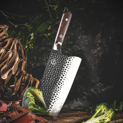 Vista 3 de Cuchillo de carnicero hecho a mano forjado de cocina cuchillo de chef Grandsharp Pro Razor Sharp Serbio recubierto de acero para carne y verduras