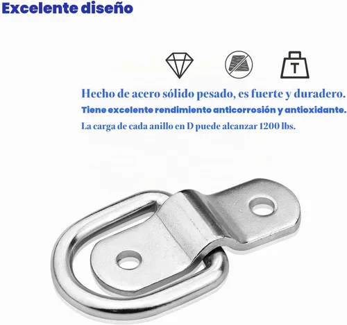 Vista 3 de Juego de 12 anillos en D de anclaje de anclaje de 1/4 pulgadas con soporte de montaje, ganchos de amarre para cargas en remolques, camiones