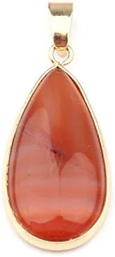 Vista 4 de LE SKY Colgantes de piedra natural colgantes de gota de agua con borde dorado encanto para la fabricación de joyas 3 piezas, Piedra Piedra Ágata