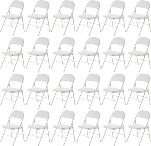 Vista 37 de Paquete de 4 sillas plegables negras, sillas plegables acolchadas con asiento y respaldo de piel sintética, sillas plegables de metal portátiles