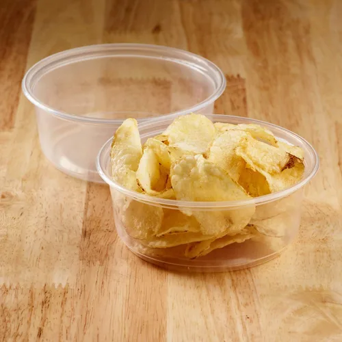 Vista 5 de Karat Contenedor redondo de plástico PP transparente para alimentos fríos y calientes, sin BPA, apto para microondas (FP-DC8-PP)