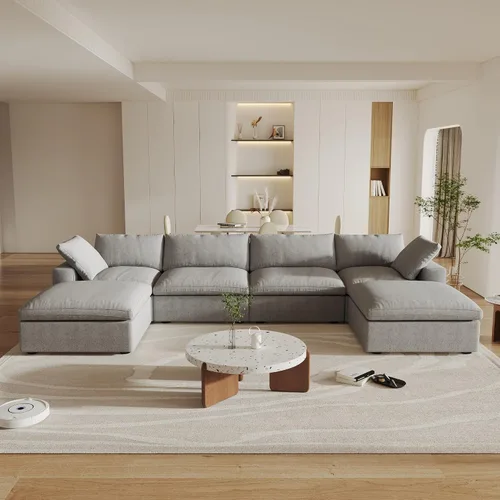 Vista 33 de Cloud - Sofá modular convertible de 80.3 pulgadas en forma de L para sala de estar con otomana de almacenamiento, sofás profundos minimalistas, Negro