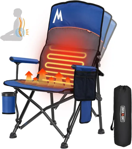 Vista 14 de Overmont Silla de camping climatizada con respaldo alto - 3 niveles de calor Calefacción por separado de 2 zonas - Soporte de 450 libras Silla